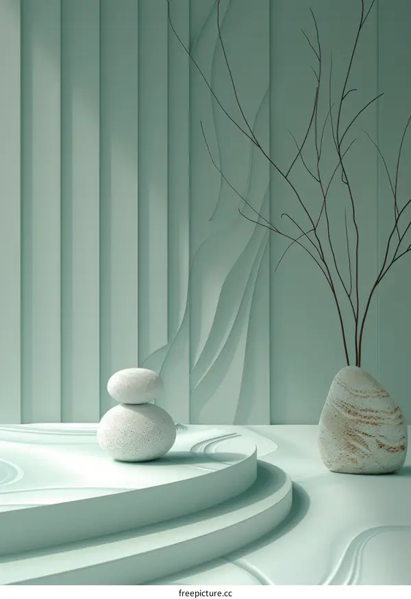 Minimalist Japanese Ikebana Flower Arrangement