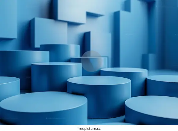 Abstract Blue Geometric Shapes Display Background