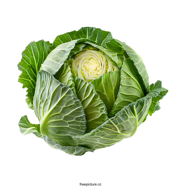 [Transparent Background PNG]Fresh Green Cabbage Isolated on White Background