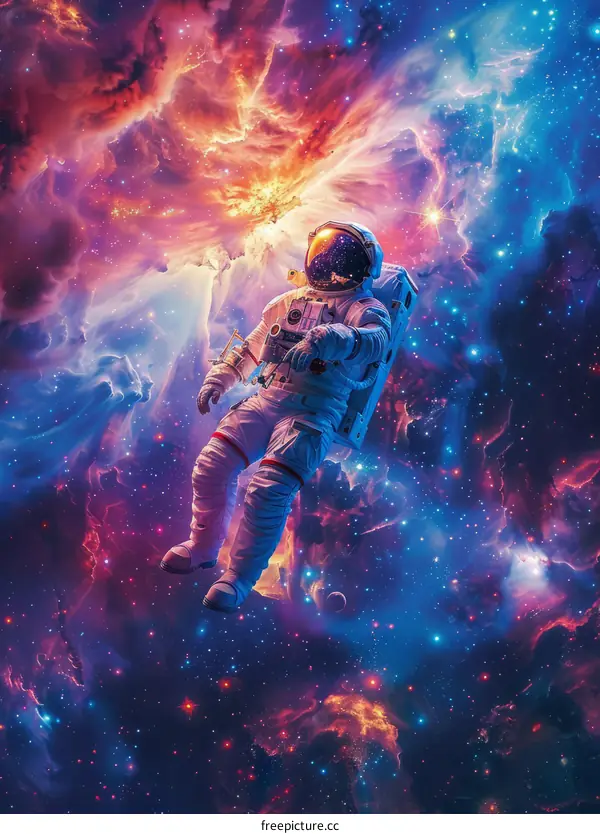 Astronaut in a colorful nebula