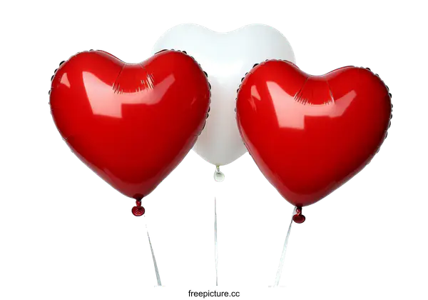 [Transparent Background PNG]Three Heart Shaped Balloons on White Background