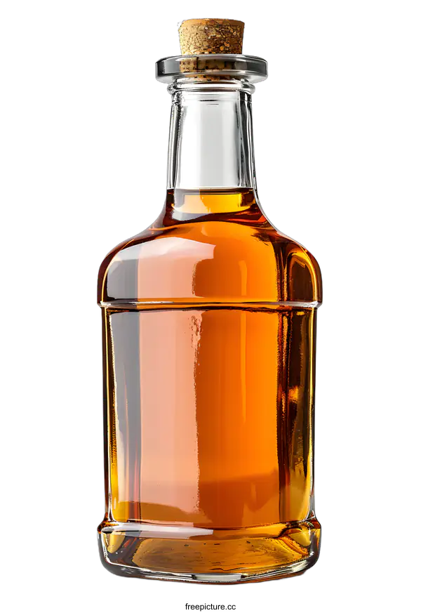 [Transparent Background PNG]Bottle of alcohol with cork on white background