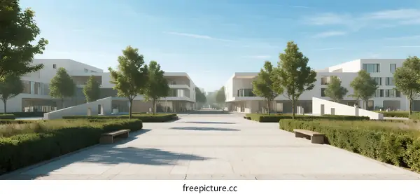 Modern residential area with well - planned pathways and greenery