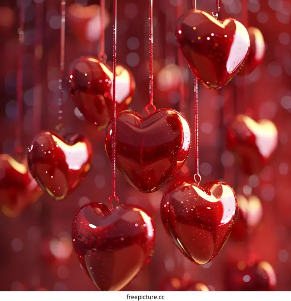 Red glass heart-shaped ornaments