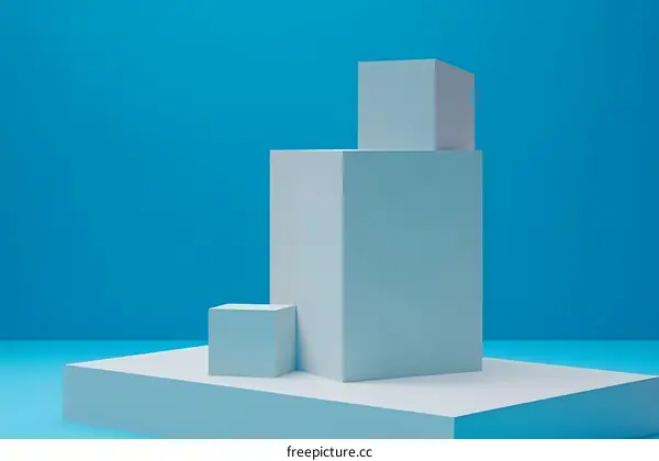 Minimalist 3D Render of White Cubes on Blue Background
