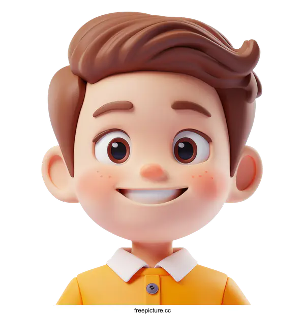 [Transparent Background PNG]Smiling 3D Cartoon Boy Character Illustration
