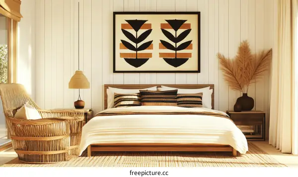 Bohemian Bedroom Interior Design Illustration
