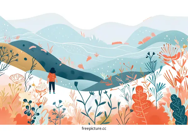 Woman Looking at Mountains Landscape