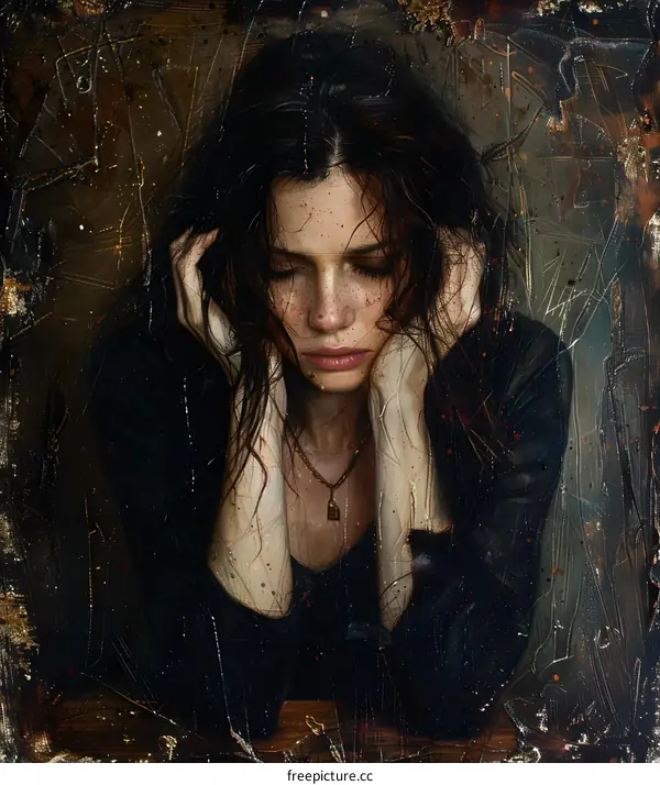 Portrait of a Young Woman with Brown Hair and Freckles