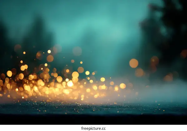 Golden Sparkling Lights Abstract Background