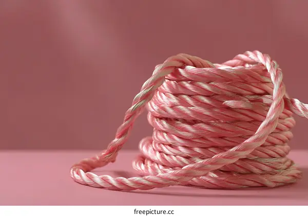 Close-up of a coiled pink rope