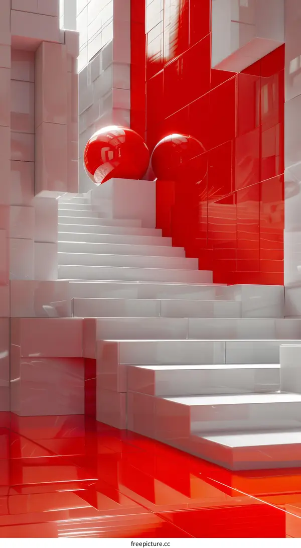 Abstract Architecture Design with Red and White