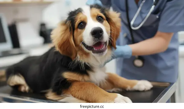 Veterinarian Examining a Dog
