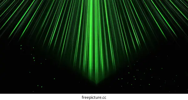 Abstract Green Light Rays Background