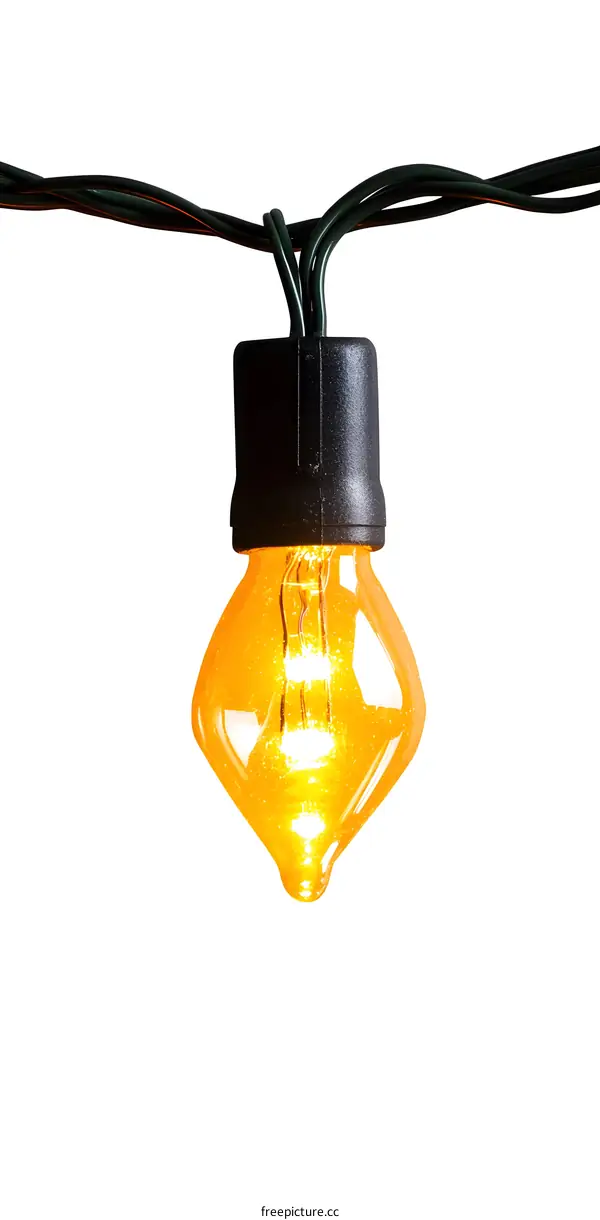 Close Up Of One Yellow Christmas Light