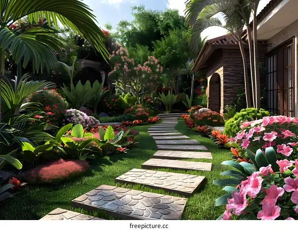 A lush garden path