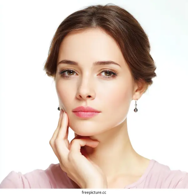 Close-up Portrait of a Woman with Perfect Skin