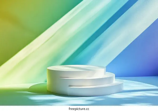 Colorful Gradient Background with White Display Stand