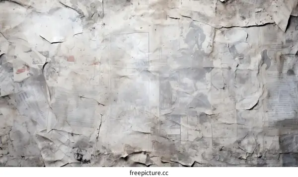 Grunge photocopy texture of glued newspaper clippings and peeling paper