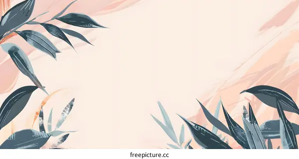 Abstract Watercolor Background with Tropical Leaves