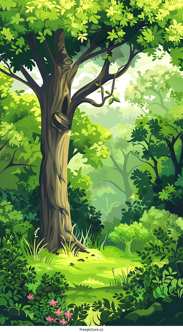 Green Forest Landscape Illustration
