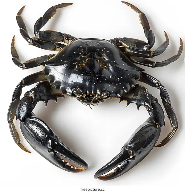 Black Crab on White Background
