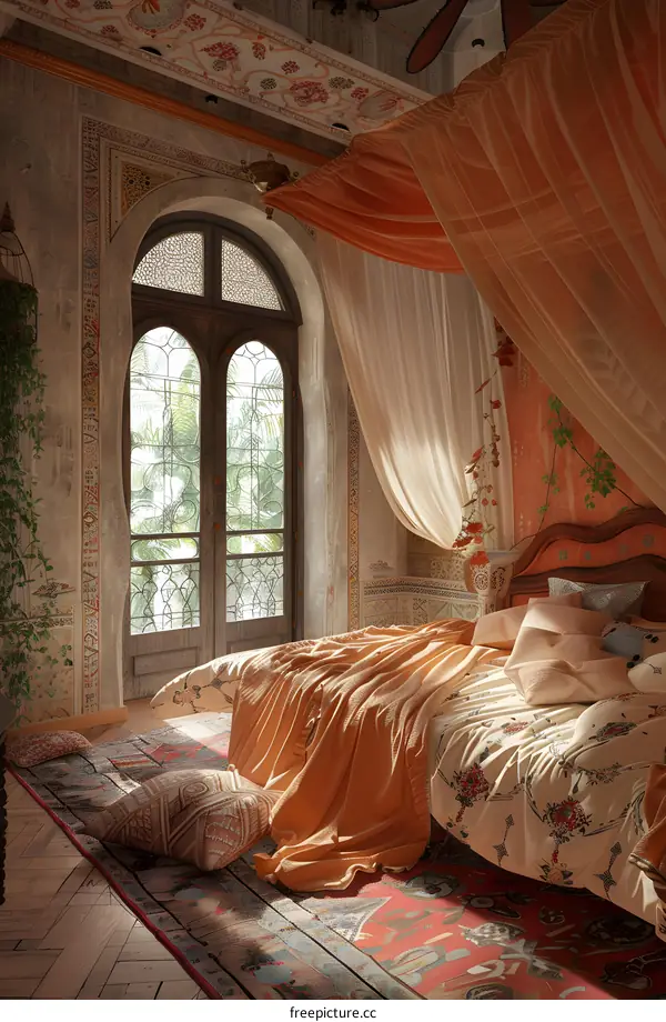 Bedroom with Arched Windows