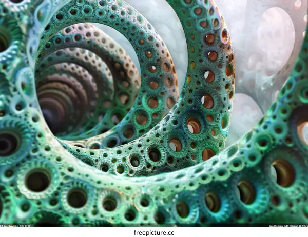 Organic 3D Fractal Structure in Blue and Green