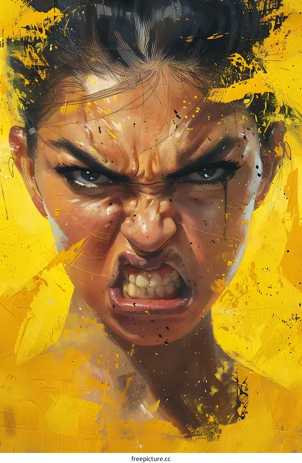 Portrait of a young angry woman