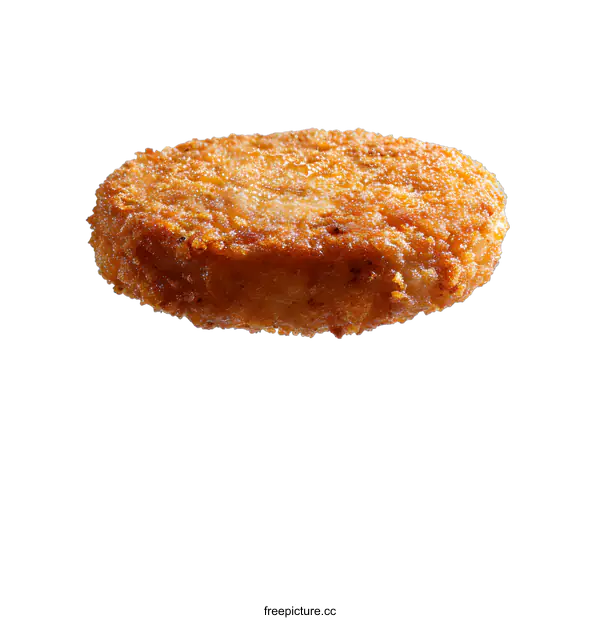 [Transparent Background PNG]Close Up of a Round Crispy Burger Patty
