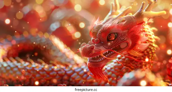 Chinese Dragon Celebrates Lunar New Year with Joy and Prosperity