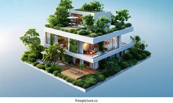 Modern Eco House with Rooftop Garden and Green Facade