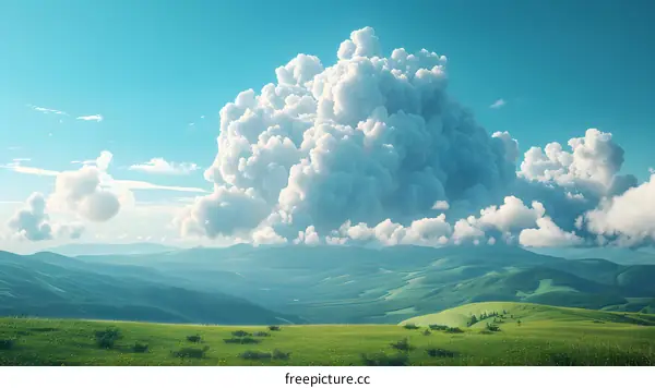 A large white cloud over the mountains