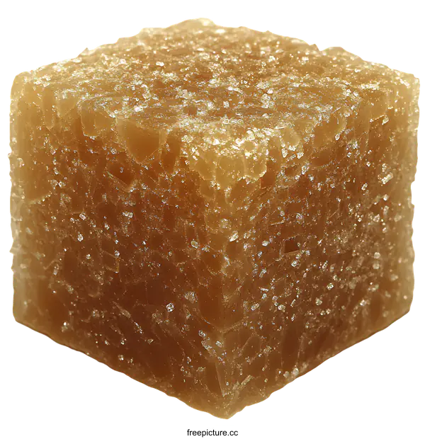 [Transparent Background PNG]Close up of a cube of brown sugar