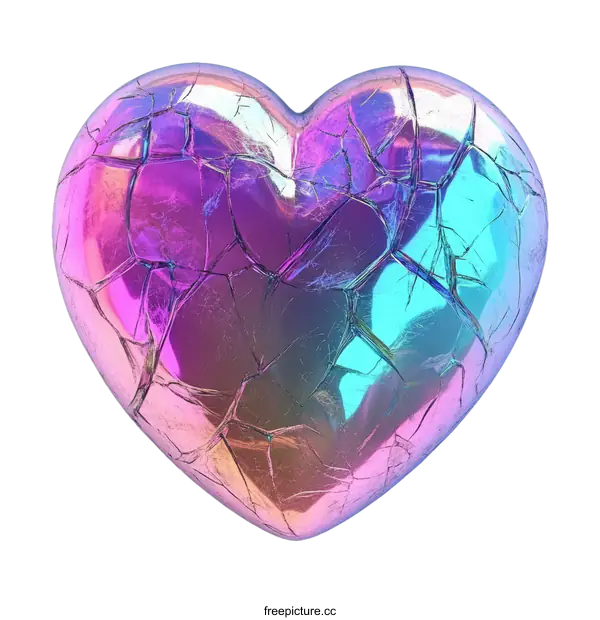 [Transparent Background PNG]Broken Heart with iridescent effect
