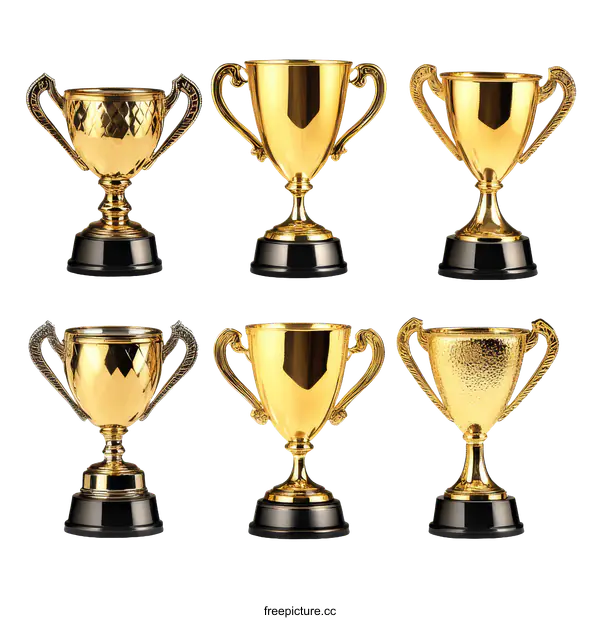 [Transparent Background PNG]Collection of Golden Trophy Cups