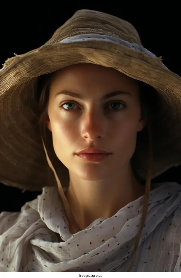 Portrait of a Young Woman in a Straw Hat