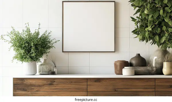 Modern Minimalist Home Decor Mockup with Empty Frame
