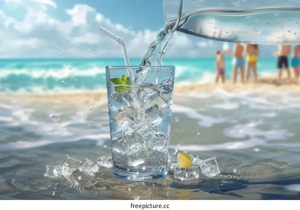 Refreshing summer drink by the beach
