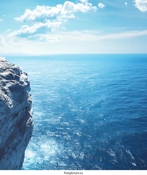 Cliffside View of the Blue Ocean and Sky