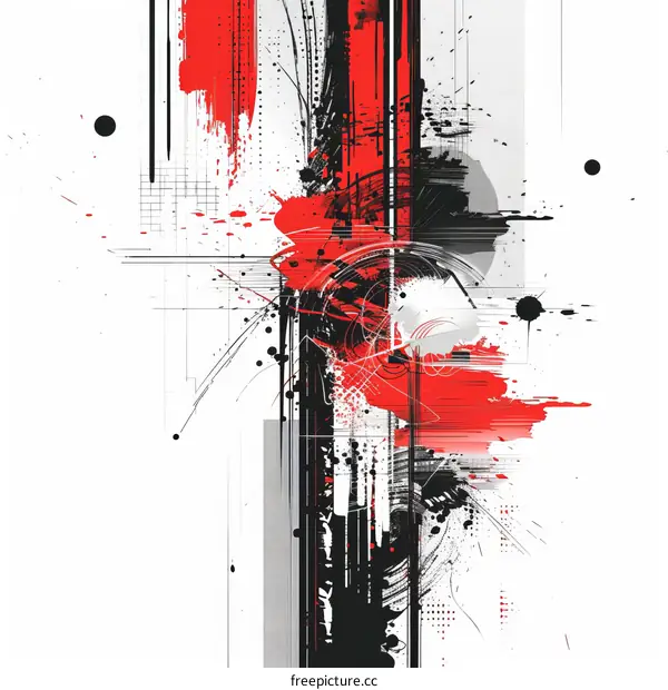 Black and red abstract painting