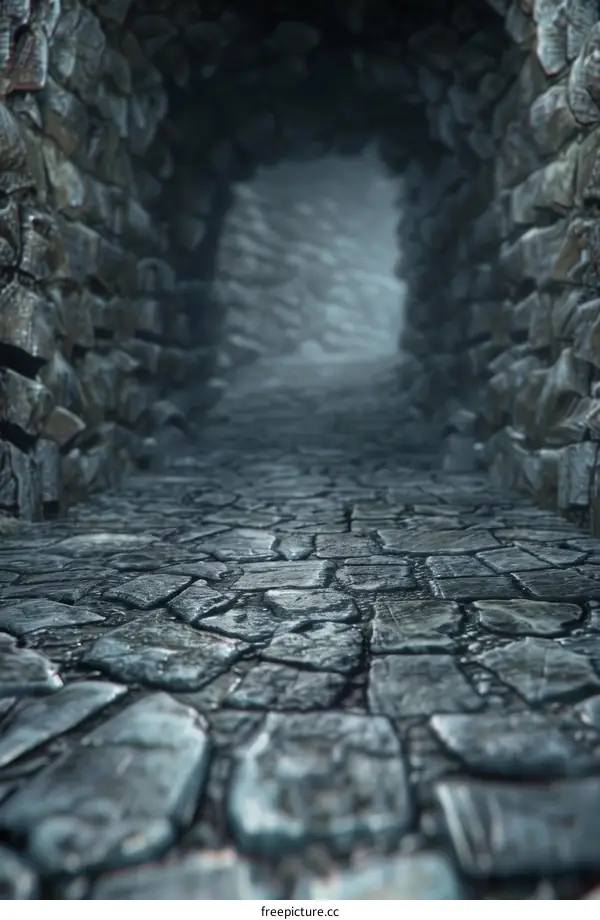 Stone Tunnel with Damp Floor