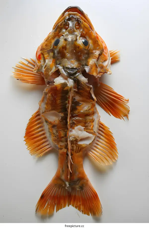 Fish Skeleton on White Background