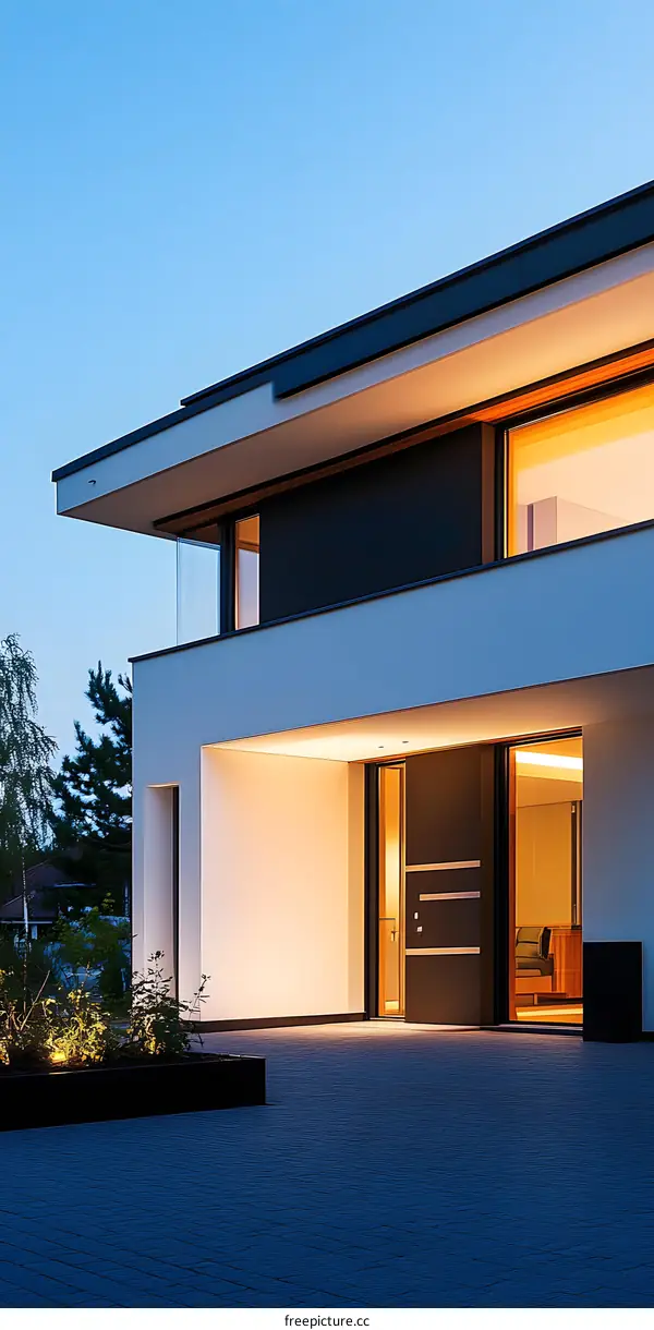 Modern House Exterior Design at Dusk