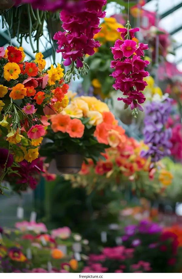 Colorful Hanging Flowers in Garden