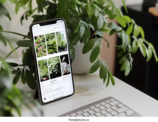 Phone Screen Showing Images of Plants and Flowers