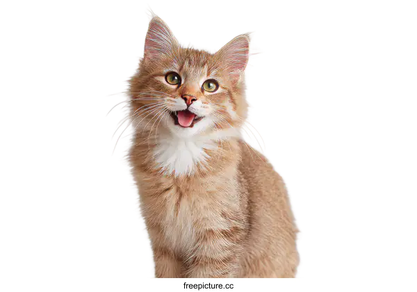 [Transparent Background PNG]Adorable Ginger Kitten with Open Mouth