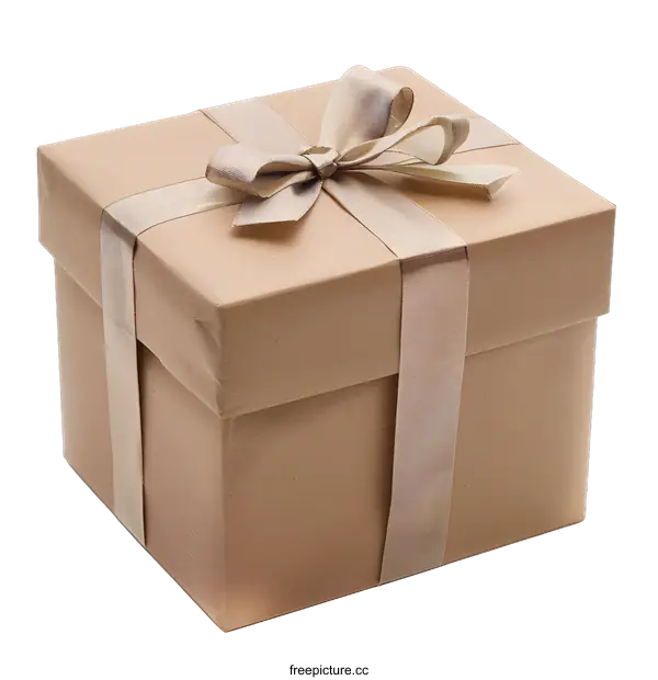 [Transparent Background PNG]Brown Gift Box With Ribbon