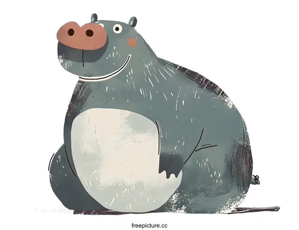[Transparent Background PNG]Cute Cartoon Hippopotamus Illustration