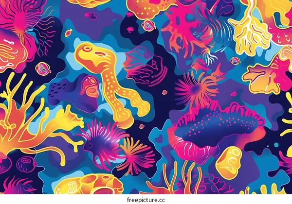 Sea Life Illustration with Vibrant Colors